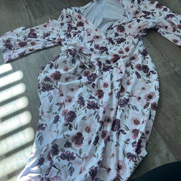 CADEN LANE Millie's Dusty Rose Garden Knit Maternity Robe - Picture 1 of 6